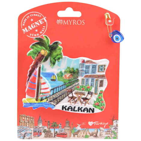 Kalkan Themed Polyester Backing Carded Stoned And Nacrous Fridge Magnet - 16