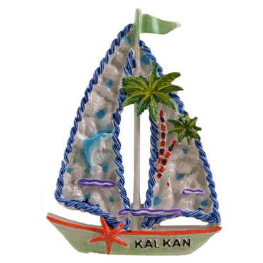 Kalkan Themed Polyester Stoned And Nacrous Fridge Magnet - 18