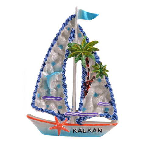 Kalkan Themed Polyester Stoned And Nacrous Fridge Magnet - 19