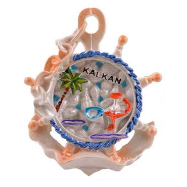 Kalkan Themed Polyester Stoned And Nacrous Fridge Magnet - 38