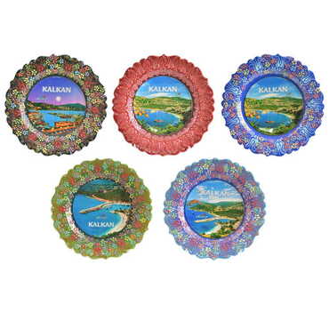 Kalkan Themed Turkish Ceramic Plate With Epoxy 25 Cm - 4