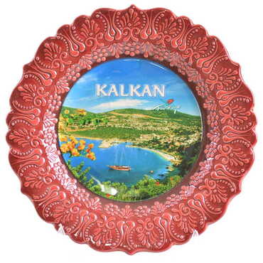 Kalkan Themed Turkish Ceramic Plate With Epoxy 25 Cm - 6