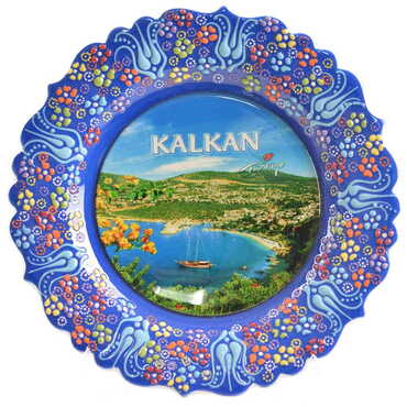 Kalkan Themed Turkish Ceramic Plate With Epoxy 25 Cm - 7