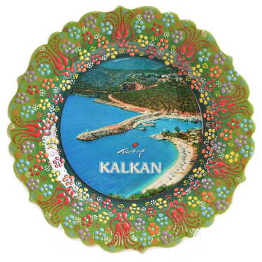 Kalkan Themed Turkish Ceramic Plate With Epoxy 25 Cm - 9