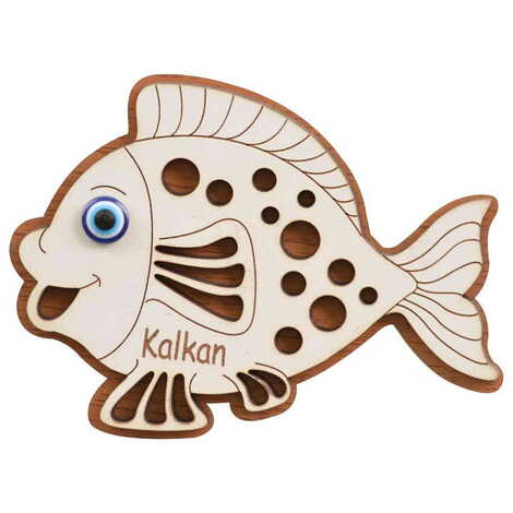 Kalkan Themed Wooden Engraved Souvenir Fridge Magnet - 12