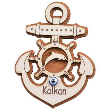 Kalkan Themed Wooden Engraved Souvenir Fridge Magnet - 15