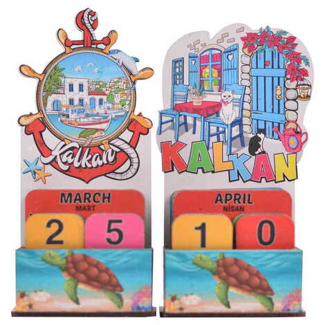 Kalkan Themed Wooden Table Calendar - 3