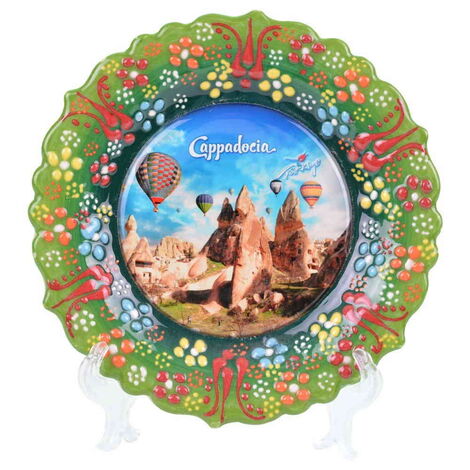 Kapadokya Themed Turkish Ceramic Plate With Epoxy 12 Cm - 7