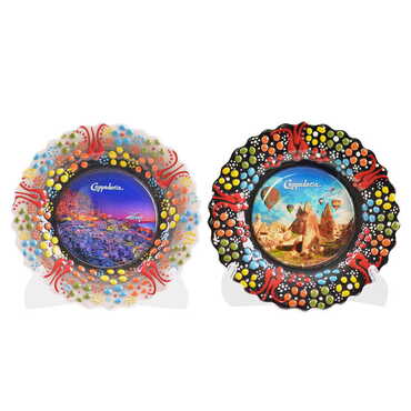 Kapadokya Themed Turkish Ceramic Plate With Epoxy 12 Cm - 4