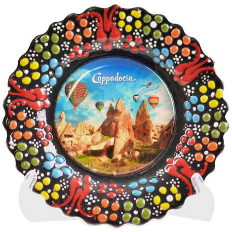 Kapadokya Themed Turkish Ceramic Plate With Epoxy 12 Cm - 6