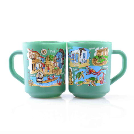 Kas Region Themed Colored Glass Mug - 7