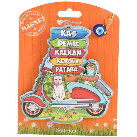 Kas Region Themed Wooden Backing Carded Serie C Fridge Magnet - 2