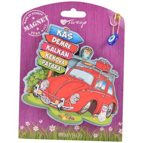 Kas Region Themed Wooden Backing Carded Serie C Fridge Magnet - 3