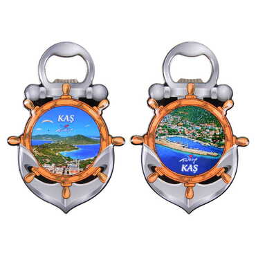 Kas Themed Anchor Shaped Metal Magnetic Bottle Opener 105x72 mm - 3