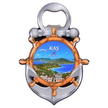 Kas Themed Anchor Shaped Metal Magnetic Bottle Opener 105x72 mm - 4