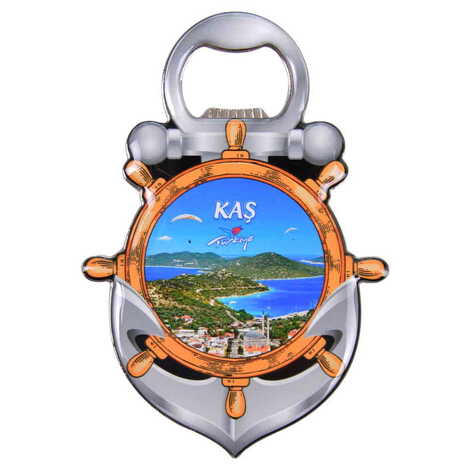 Kas Themed Anchor Shaped Metal Magnetic Bottle Opener 105x72 mm - 4