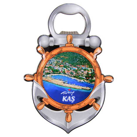 Kas Themed Anchor Shaped Metal Magnetic Bottle Opener 105x72 mm - 5