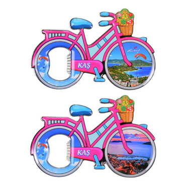 Kas Themed Bicycle Shaped Metal Magnetic Bottle Opener 100x65 mm - 3