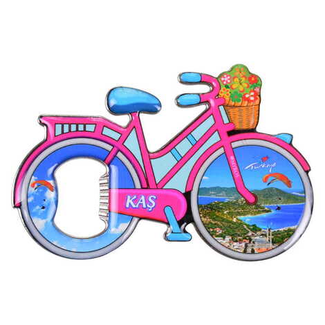 Kas Themed Bicycle Shaped Metal Magnetic Bottle Opener 100x65 mm - 4