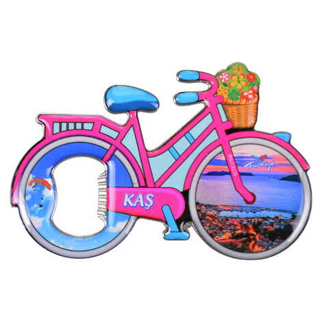 Kas Themed Bicycle Shaped Metal Magnetic Bottle Opener 100x65 mm - 5