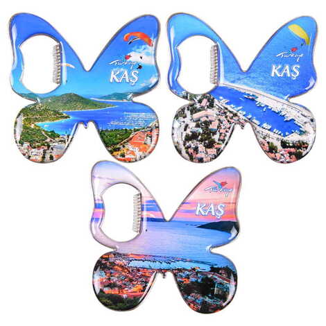 Kas Themed Butterfly Shaped Metal Magnetic Bottle Opener 70x70 mm - 3