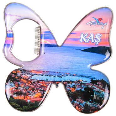 Kas Themed Butterfly Shaped Metal Magnetic Bottle Opener 70x70 mm - 5