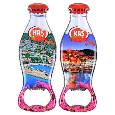 Kas Themed Coke Bottle Shaped Metal Magnetic Bottle Opener 120x41 mm - 3