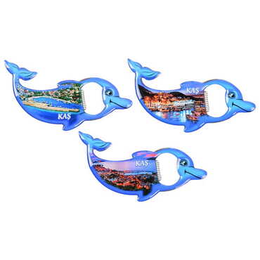 Kas Themed Dolphin Shaped Metal Magnetic Bottle Opener 102x67 mm - 3