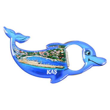 Kas Themed Dolphin Shaped Metal Magnetic Bottle Opener 102x67 mm - 4