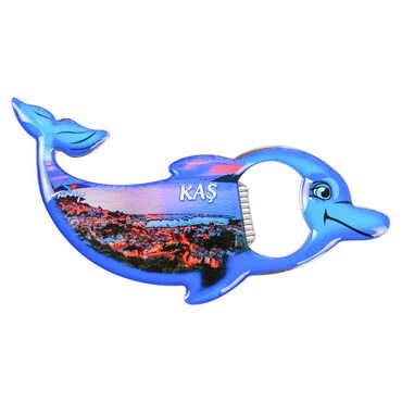 Kas Themed Dolphin Shaped Metal Magnetic Bottle Opener 102x67 mm - 5