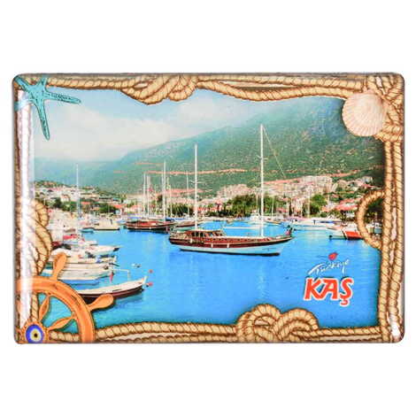 Kas Themed Epoxy Dome Rectangle Souvenir Fridge Magnet 80x55 cm - 6