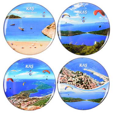 Kas Themed Epoxy Dome Round Souvenir Fridge Magnet 67 mm - 2