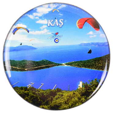 Kas Themed Epoxy Dome Round Souvenir Fridge Magnet 67 mm - 3