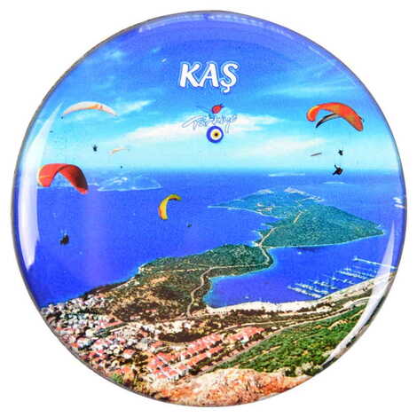 Kas Themed Epoxy Dome Round Souvenir Fridge Magnet 67 mm - 4