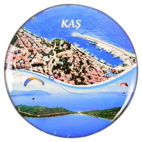 Kas Themed Epoxy Dome Round Souvenir Fridge Magnet 67 mm - 5