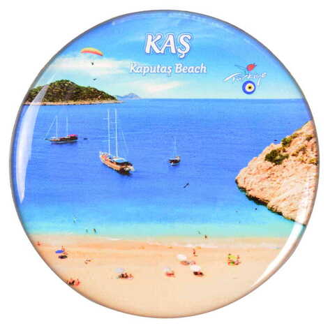 Kas Themed Epoxy Dome Round Souvenir Fridge Magnet 67 mm - 6