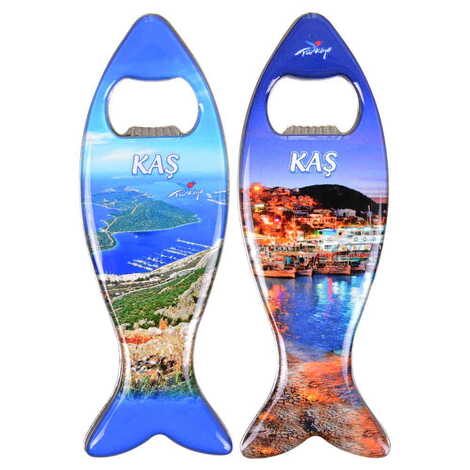 Kas Themed Fish Shaped Metal Magnetic Bottle Opener 120x43 mm - 3