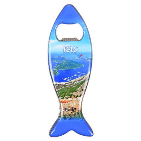 Kas Themed Fish Shaped Metal Magnetic Bottle Opener 120x43 mm - 4