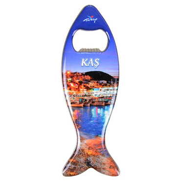 Kas Themed Fish Shaped Metal Magnetic Bottle Opener 120x43 mm - 5