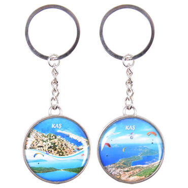 Kas Themed Metal Round Keychain 40x100 mm - 2