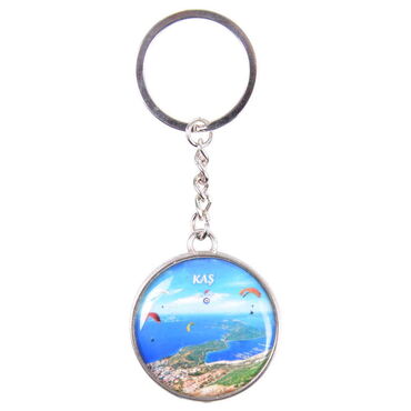 Kas Themed Metal Round Keychain 40x100 mm - 4