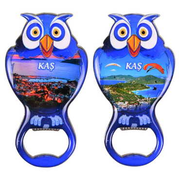 Kas Themed Owl Shaped Metal Magnetic Bottle Opener 88x47 mm - 3