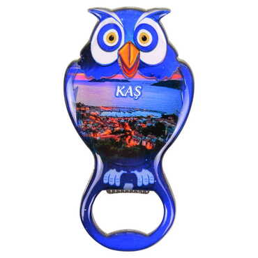 Kas Themed Owl Shaped Metal Magnetic Bottle Opener 88x47 mm - 4