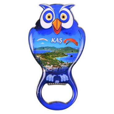 Kas Themed Owl Shaped Metal Magnetic Bottle Opener 88x47 mm - 5