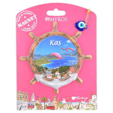 Kas Themed Plastic Base UV Printed Custom Backing Carded Fridge Magnet - 14