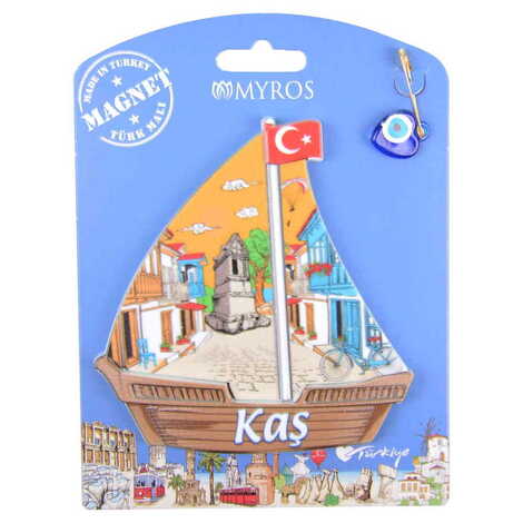 Kas Themed Plastic Base UV Printed Custom Backing Carded Fridge Magnet - 16