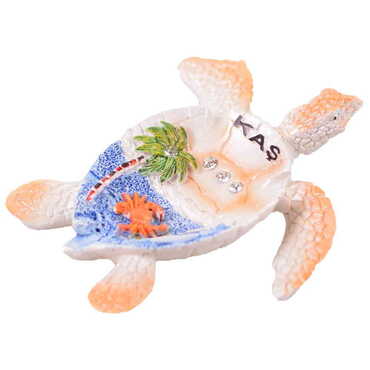 Kas Themed Polyester Turtle Shape Nacrous and Crystal Detailed Ashtray Small Size - 3