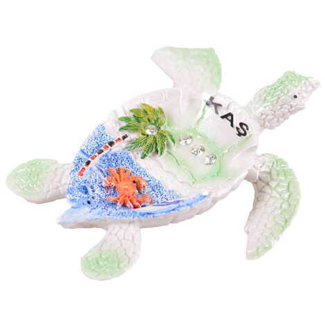 Kas Themed Polyester Turtle Shape Nacrous and Crystal Detailed Ashtray Small Size - 4