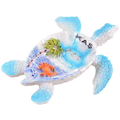 Kas Themed Polyester Turtle Shape Nacrous and Crystal Detailed Ashtray Small Size - 5