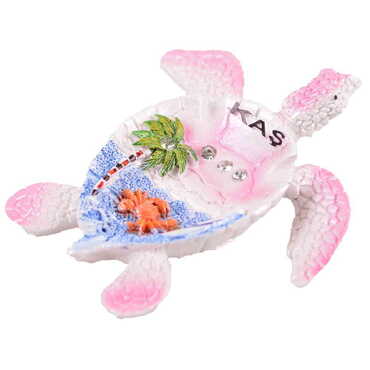 Kas Themed Polyester Turtle Shape Nacrous and Crystal Detailed Ashtray Small Size - 6